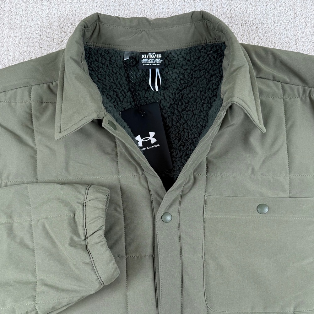 NEW Under Armour Mens XL Green Storm Expanse Quilted Sherpa Snap Shacket